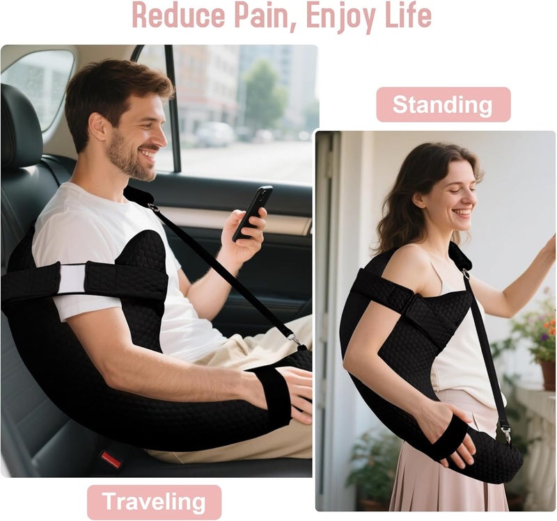 RoamReady Rotator Cuff Pillow, Removable Shoulder Support Pillow for Frozen Shoulder Relief, Post Arm Surgery Recovery Supplies, Broken Arm Cushion for Pain Relief and Side Sleeping, Black - Image 2